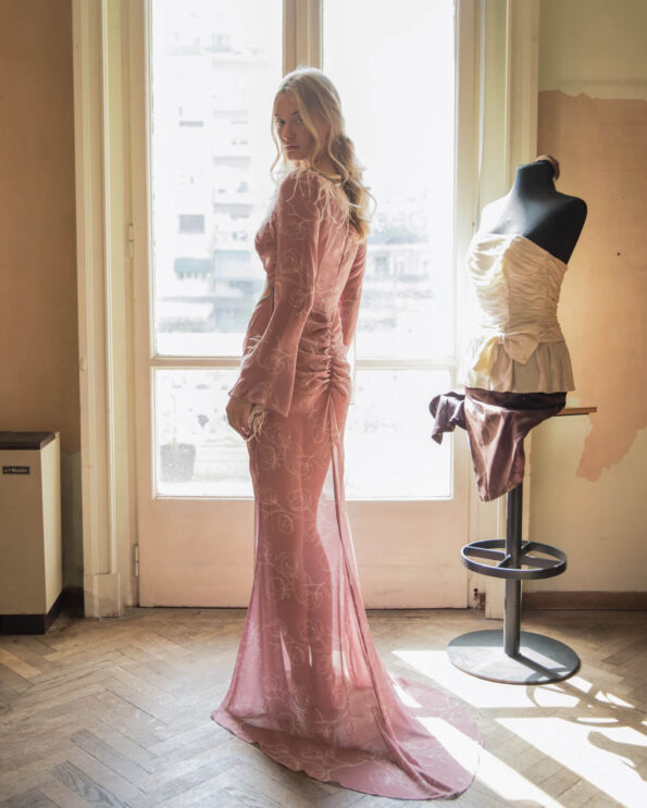 Aurora Maxi Gown with Feather