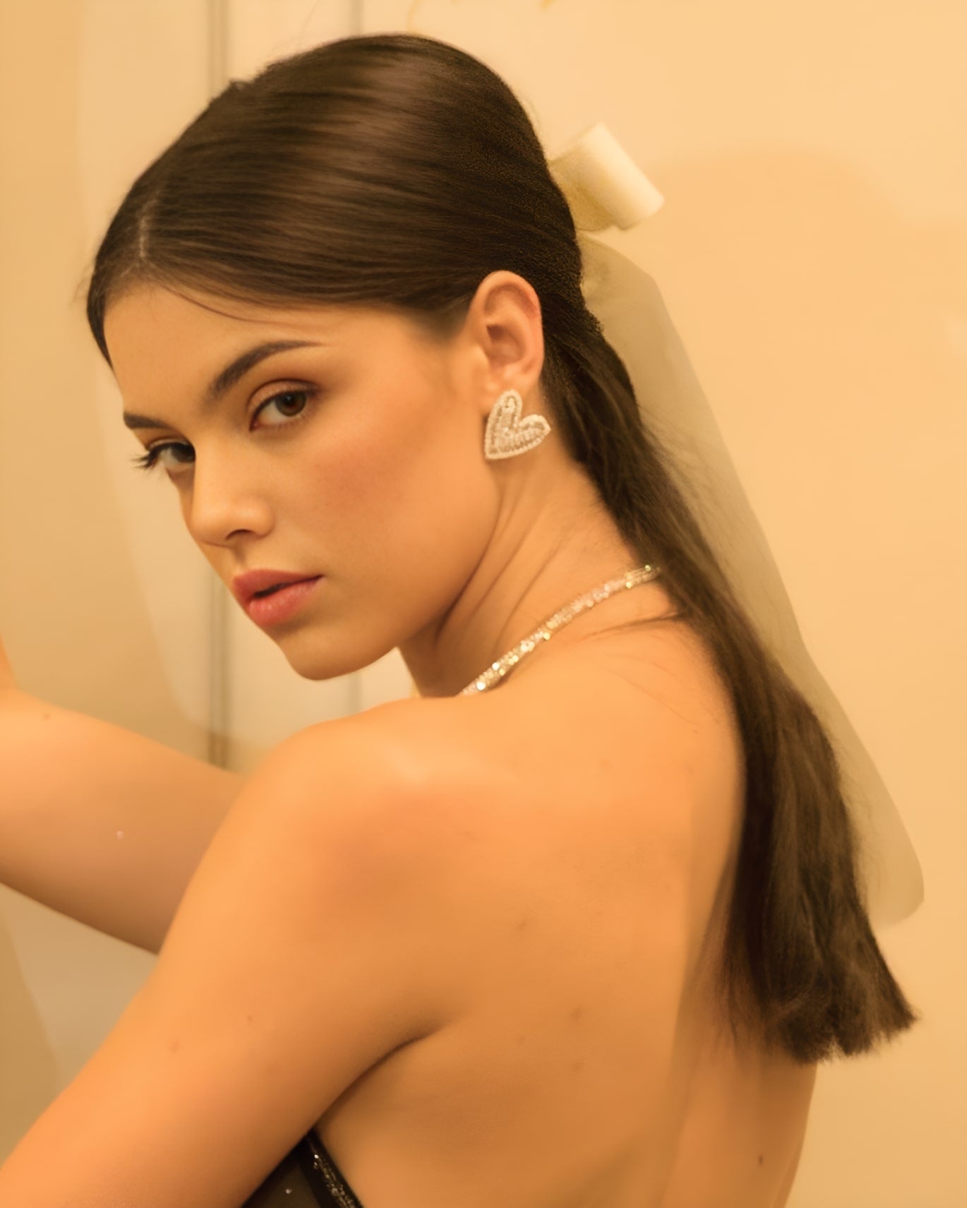Heart Shaped Crystal Statement Earrings
